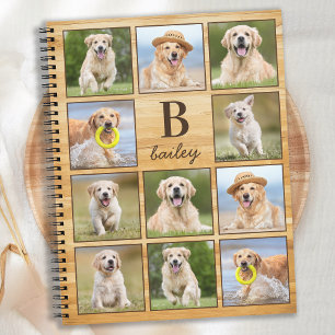 Personalisierter Welpen-Hund Monogramm-FotoCollage Notizbuch