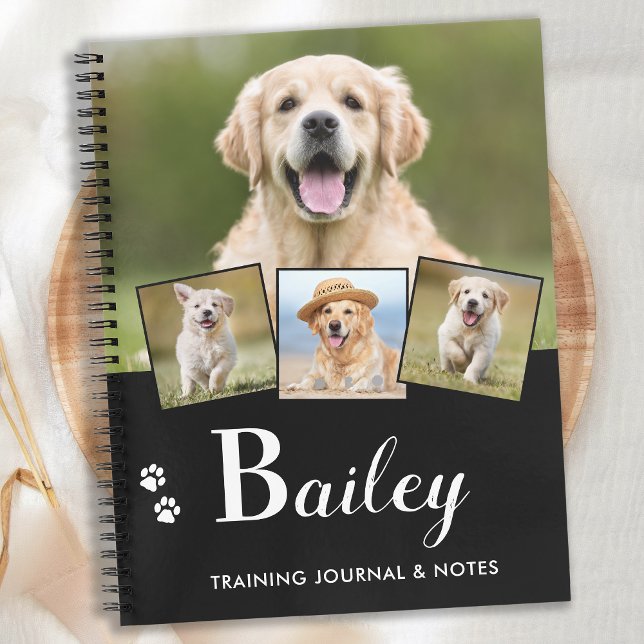 Personalisierter Welpen-Hund Monogramm Name 5 Foto Notizbuch (Von Creator hochgeladen)