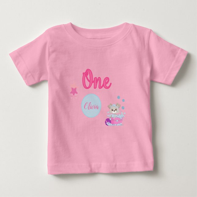 Personalisierter Welpenbath ein Jahr alt Mädchen G Baby T-shirt (Vorderseite)