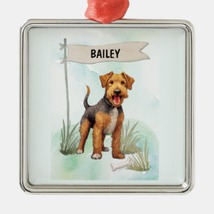 Personalisierter Welsh-Terrier-Wasserfarben-Hund Ornament Aus Metall