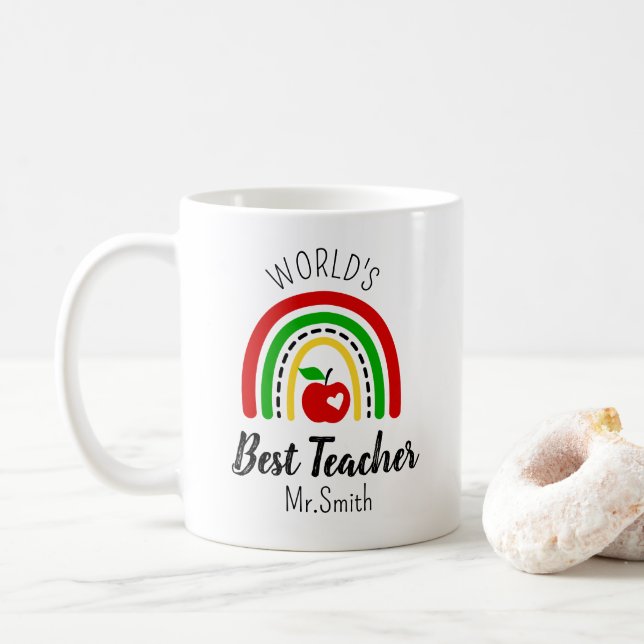 Personalisierter Weltbester-Lehrer-Kaffeebecher Kaffeetasse (Mit Donut)