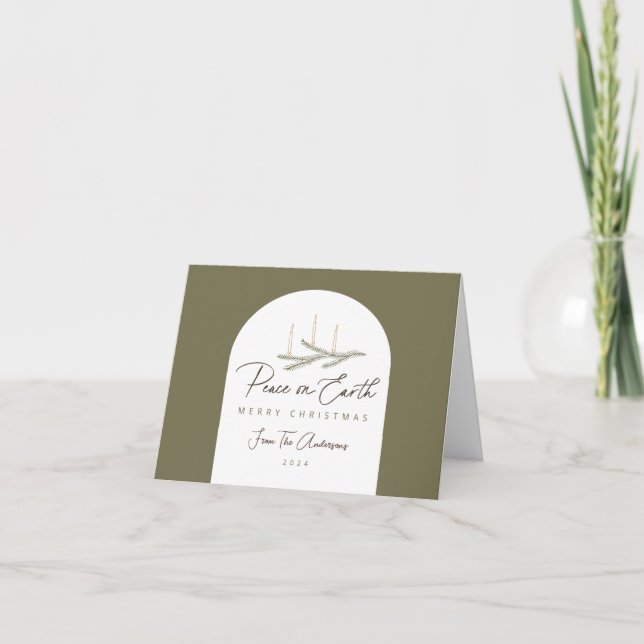 Personalisierter Weltfrieden Weihnachten geklappt Karte (Vorderseite)