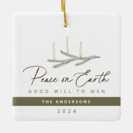 Personalisierter Weltfrieden Weihnachten Keramikornament