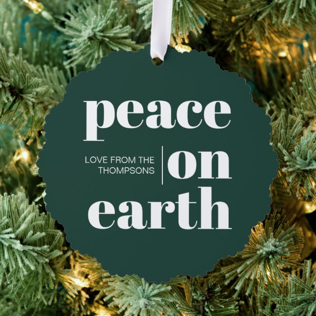 Personalisierter Weltfrieden Weihnachten Minimalis Ornament Karte (Insitu (Baum))