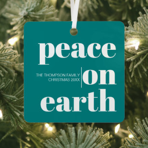 Personalisierter Weltfrieden Weihnachten Modernes Ornament Aus Metall