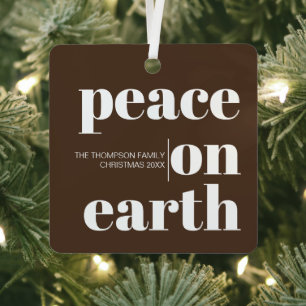 Personalisierter Weltfrieden Weihnachten Modernes Ornament Aus Metall