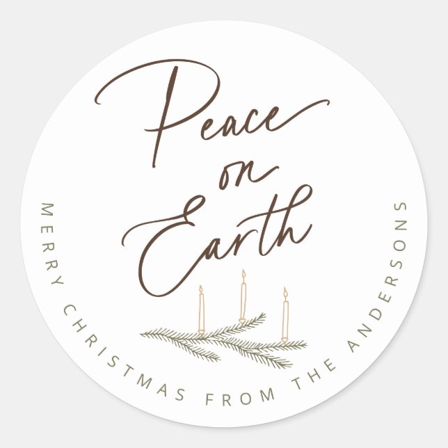 Personalisierter Weltfrieden Weihnachten Runder Aufkleber (Vorderseite)