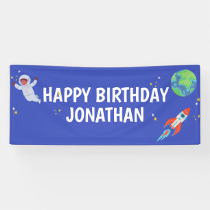 Personalisierter Weltraum-Geburtstag für Jungen in Banner