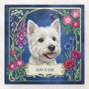 Personalisierter West Highland Dog Blue Untersetze Glasuntersetzer