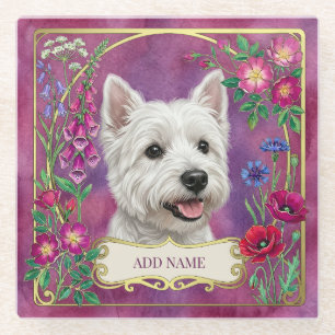 Personalisierter West Highland Dog Rosa Untersetze Glasuntersetzer