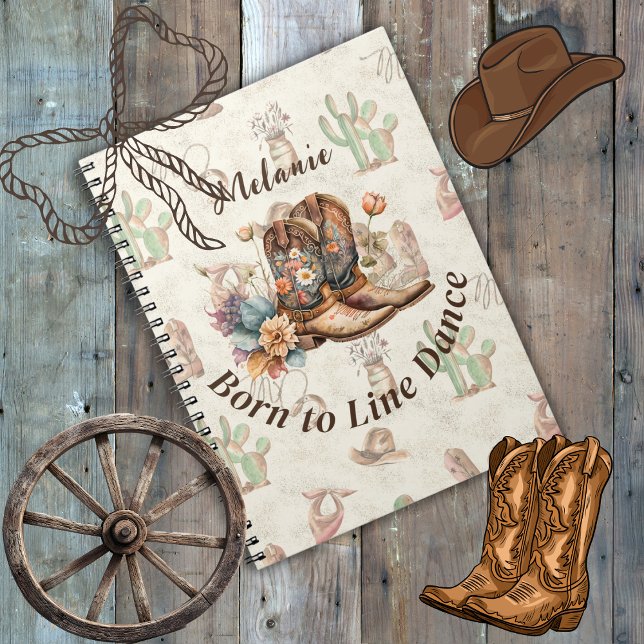 Personalisierter Western-Boho-Line-Tanz Notizblock (Von Creator hochgeladen)