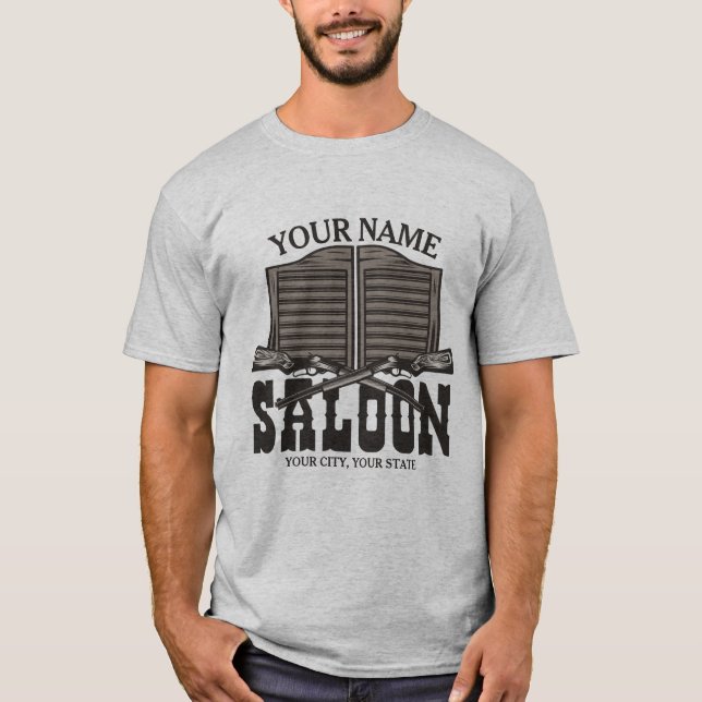 Personalisierter Western Rifle Guns Old Saloon Bar T-Shirt (Vorderseite)