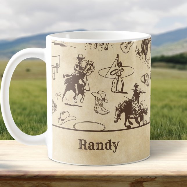 Personalisierter Western Rodeo Cowboy Kaffeetasse (Von Creator hochgeladen)