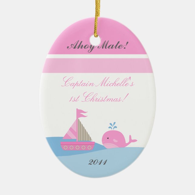 Personalisierter Whale für Segelschiffe Keramik Ornament (Vorne)