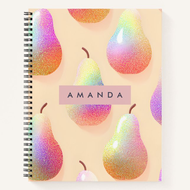 Personalisierter Whimsical Regenbogen Birne Pastel Notizbuch (Vorderseite)