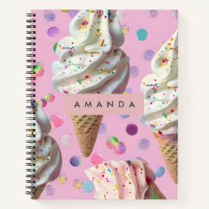 Personalisierter Whimsischer Pastell-Eiscreme-Tra Notizbuch