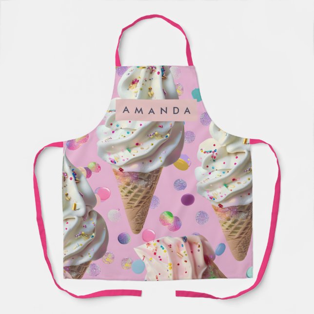 Personalisierter  Whimsischer Pastell-Eiscreme-Tra Schürze (Vorderseite)