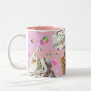 Personalisierter Whimsischer Pastell-Eiscreme-Tra Zweifarbige Tasse