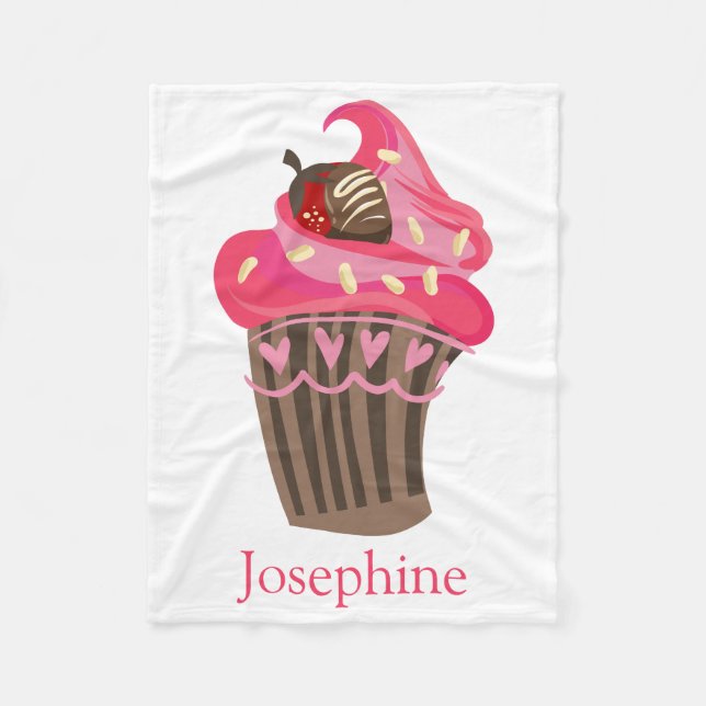 Personalisierter Whimsy Pink Cupcake Blanket Fleecedecke (Vorderseite)
