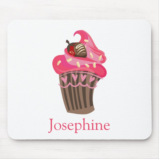 Personalisierter Whimsy Pink Cupcake Maus Pad Mousepad (Vorne)