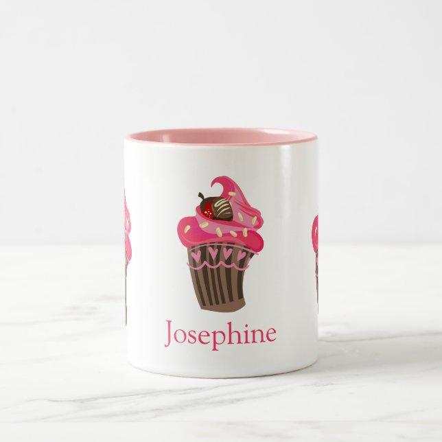Personalisierter Whimsy Pink Zweifarbige Tasse (Mittel)