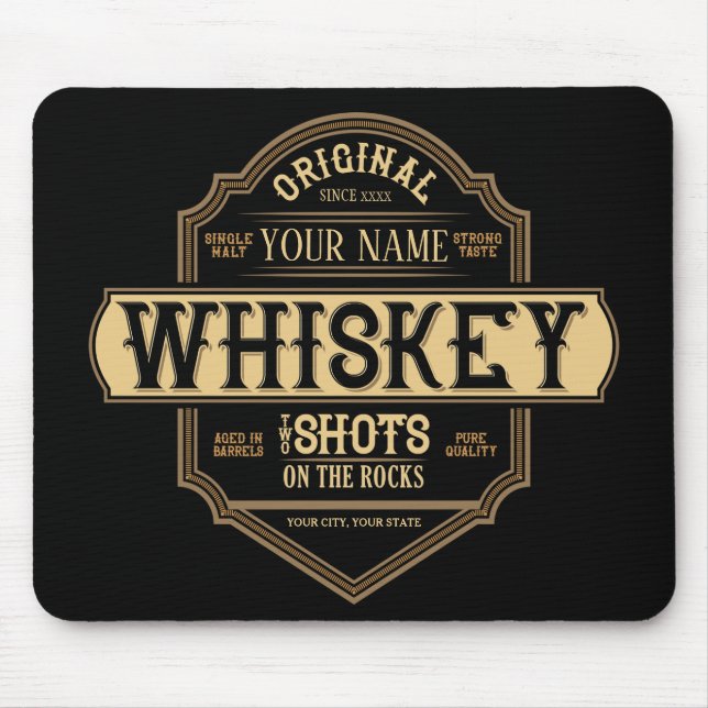 Personalisierter Whiskey auf der Rocks Liquor Labe Mousepad (Vorne)