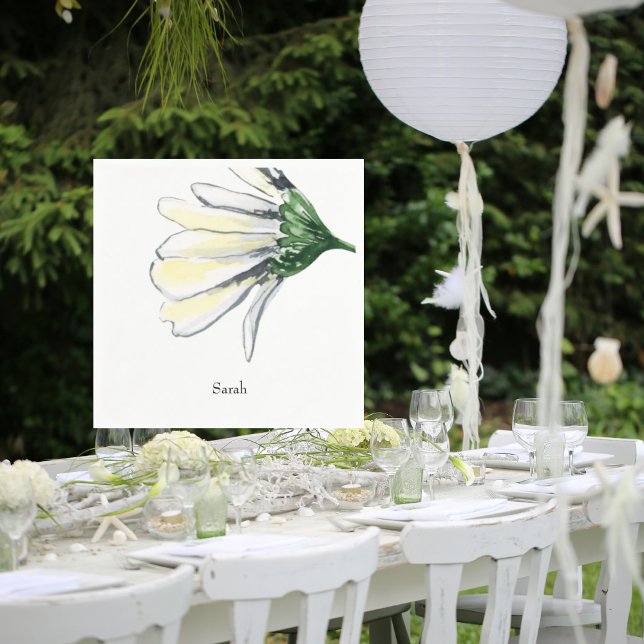 Personalisierter White Daisy Duschcocktail Serviette (Von Creator hochgeladen)