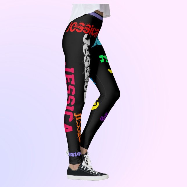 Personalisierter Wiederholname Schwarze fette Legg Leggings (Von Creator hochgeladen)