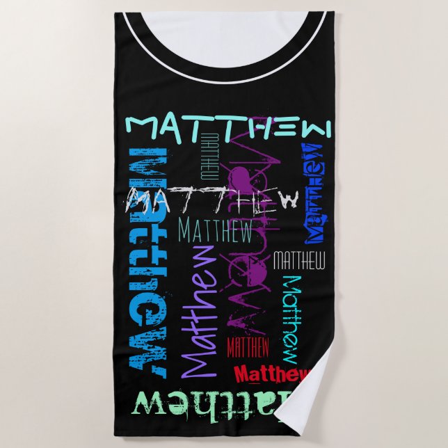 Personalisierter Wiederholungsname 7 Buchstaben Strandtuch (Vorderseite)