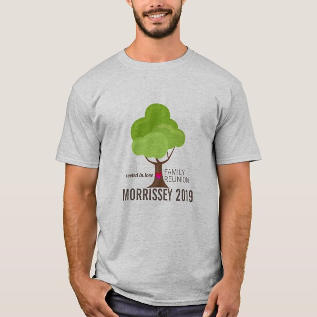 Personalisierter Wiedersehen-Baum Herz T-Shirt (Vorderseite)