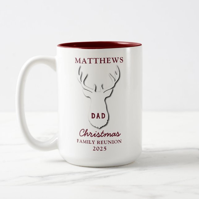 Personalisierter Wiedersehen-Vater der Weihnachtsm Zweifarbige Tasse (Links)
