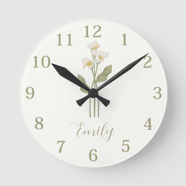 Personalisierter Wildblume Runde Wanduhr (Vorderseite)