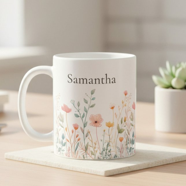 Personalisierter Wildblumen-Alltag Kaffeetasse (Von Creator hochgeladen)