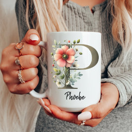 Personalisierter Wildblumen-Monogramm-Tassen-Gesch Kaffeetasse