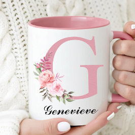 Personalisierter Wildblumen-Rosa-Becher als Gesche Tasse