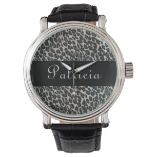 Personalisierter wilder Leopard-Druck Armbanduhr