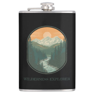 Personalisierter Wilderness Explorer Retro-Berg Flachmann