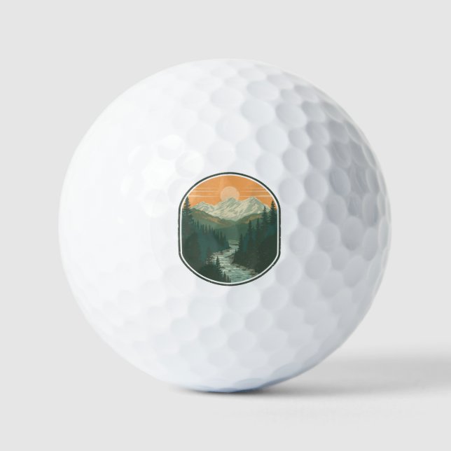 Personalisierter Wilderness Explorer Retro-Berg  Golfball (Vorderseite)