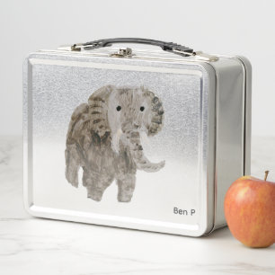 Personalisierter Wildtiergrauer Elefant Metall Brotdose