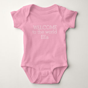 PERSONALISIERTER WILLKOMMEN IM WELTKÖRPERANzug Baby Strampler