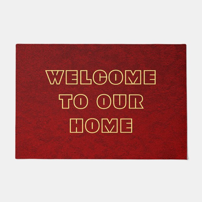 Personalisierter Willkommensdruck Zuhause Velvet T Fußmatte (Vorderseite)