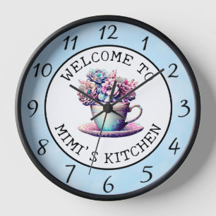 Personalisierter Willkommensgruß in Mimis Küche Uhr