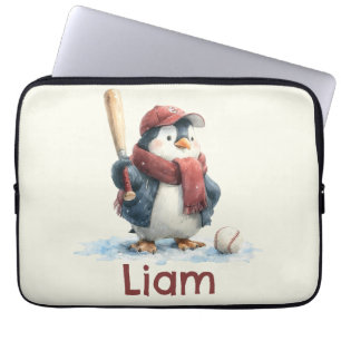 Personalisierter Winter-Pinguin-Baseball-Junior Laptopschutzhülle