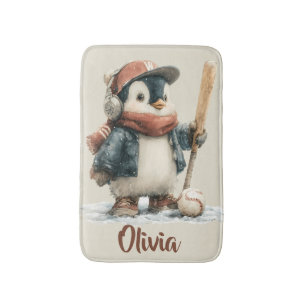 Personalisierter Winter-Pinguin-Baseballanzug für  Badematte