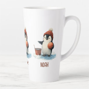Personalisierter Winter-Pinguin-Basketball Kind Milchtasse