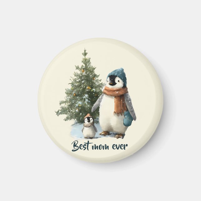 Personalisierter Winter-Pinguin „Beste Mutter alle Magnet (Vorne)