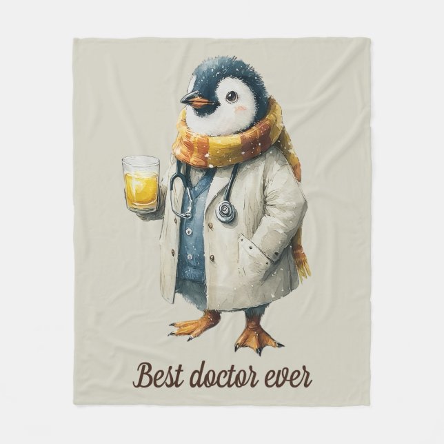 Personalisierter Winter-Pinguin „Bester Arzt aller Fleecedecke (Vorderseite)