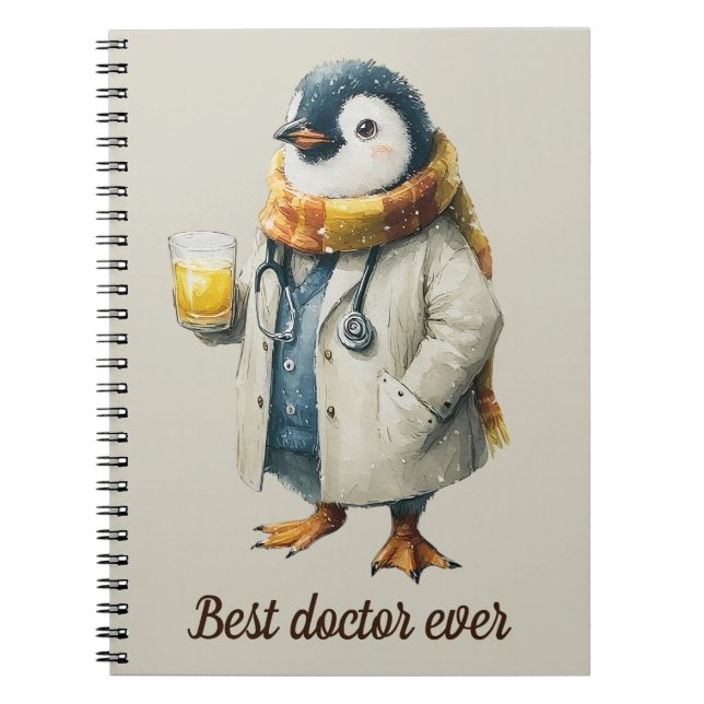 Personalisierter Winter-Pinguin „Bester Arzt aller Notizblock (Vorderseite)