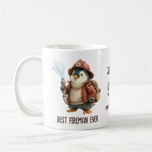 Personalisierter Winter-Pinguin-Feuerwehrmann-Gesc Kaffeetasse