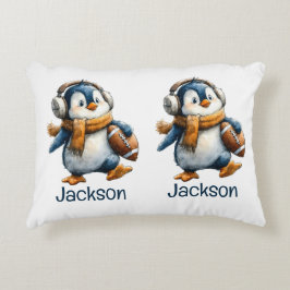 Personalisierter Winter-Pinguin-Fußball-Junior Dekokissen